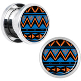 Blue Orange Tribal Print Steel Screw Fit Plug Set 00G