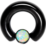 2G 9/16 White Faux Opal 8mm Disc Black IP BCR Captive Ring