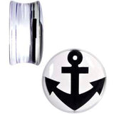 Clear Acrylic Black Anchor Saddle Plug Set 6mm to 20mm