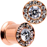0G Clear CZ Gem Rose Gold PVD Goddess of Glam Screw Fit Plug Set