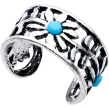 Blue Orb Flower Halo Toe Ring