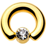2G 9/16 Clear Gem 8mm Disc Gold IP BCR Captive Ring