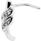 18G Clear CZ Swish Faux Hoop L Shaped Nose Ring