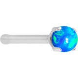 20G Blue Faux Opal Pronged Stainless Steel Nose Bone