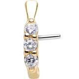 20G Clear CZ Gem Gold IP Faux Hoop L Shaped Nose Ring