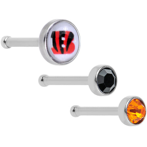 20G Licensed NFL Cincinnati Bengals Logo Nose Bone 3 Pack Set