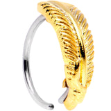 20G 5/16 Gold Tone Feather Seamless Circular Ring