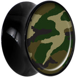 Black Acrylic Woodland Camo Print Saddle Plug Set 18mm
