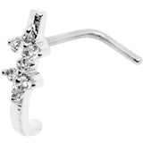 18G Clear CZ Bling Faux Hoop L Shaped Nose Ring