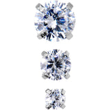 18G 5/16 Clear CZ Gem Tragus Cartilage Earring 3 Pack Set