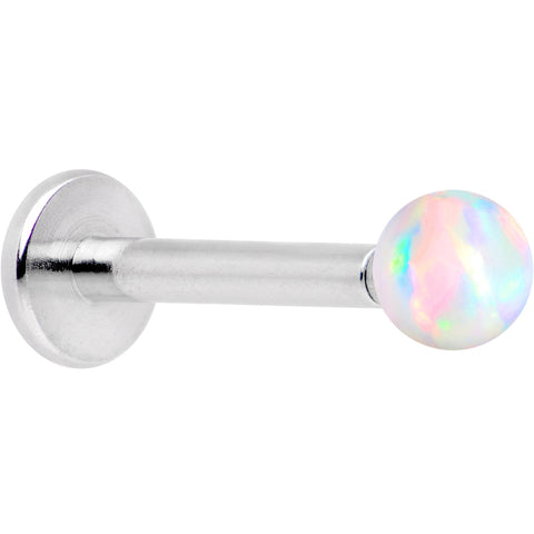 5/16 White Faux Opal 3mm Ball Internally Threaded Labret Monroe