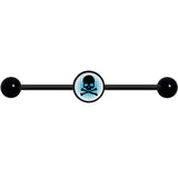 14G Blue Black Skull Black Industrial Barbell 37mm