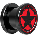 Black Red Distressed Star Black Anodized Screw Fit Plug Set 00G
