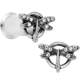 2G Clear Gem Steel Hi Sky Dragonfly Double Flare Tunnel Plug Set