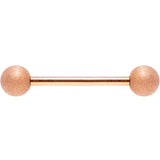 14G 5/8 Rose Gold Color PVD Sandblasted Barbell Tongue Ring