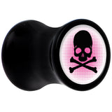 Black Acrylic Pink Black Skull Saddle Plug Set 2G