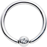 18G 3/8 Clear CZ Gem Steel 3mm Ball BCR Captive Ring