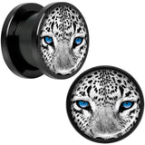 Black White Leopard Eyes Black Anodized Screw Fit Plug Set 1/2