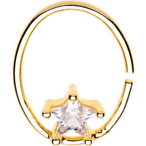 20G 3/8 Clear Star CZ Gem Gold Tone Circular Seamless Ring