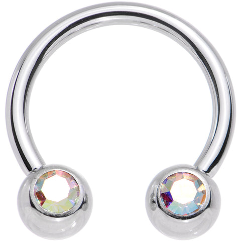 14G 1/2 Aurora Gem Horseshoe Circular Barbell