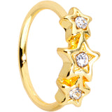 20G 5/16 Clear Gem Gold Tone Tri Star Seamless Circular Ring