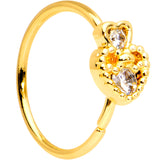 20G 3/8 Clear CZ Gem Gold PVD Heart Seamless Circular Ring