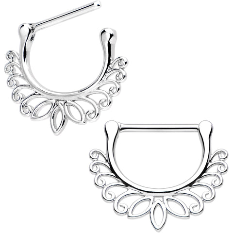 14G 7/16 Leafy Lotus Flower Nipple Clicker Set