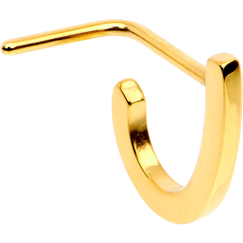 20G Gold Tone Faux Hoop L Shaped Nose Ring