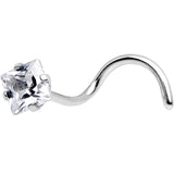 20G Clear CZ Gem Raised Rhombus Left Nose Screw