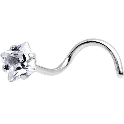 20G Clear CZ Gem Raised Rhombus Left Nose Screw