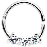 18G 5/16 Clear Cubic Zirconia Stainless Steel Circular Ring