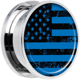 Blue American Flag Steel Screw Fit Plug Set 20mm
