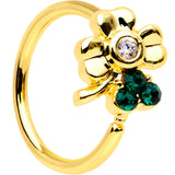 20G 5/16 Green Gem Gold PVD Clover Bow Seamless Circular Ring