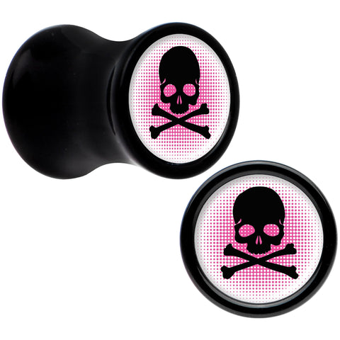 Black Acrylic Pink Black Skull Saddle Plug Set 2G
