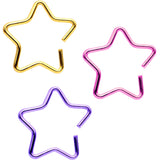 20G 3/8 Pink Yellow Purple Star Daith Cartilage Tragus Pack Set of 3