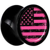 Black Acrylic Pink American Flag Saddle Plug Set 0G