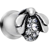 0G Clear Gem Steel Allow Me Ladybug Double Flare Tunnel Plug Set