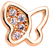 20G 1/4 CZ Gem Rose Gold Tone Half Paved Butterfly Nose Bone