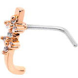 20G Clear CZ Rose Gold Tone Bling Faux Hoop L Shaped Nose Ring