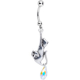 Aurora Gem Kitty Cat Dangle Belly Ring Created with Crystals