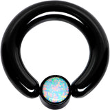6G 1/2 White Faux Opal 6mm Disc Black IP BCR Captive Ring