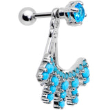 1/4 Aqua Gem Darling Fan Dangle Cartilage Tragus Piercing
