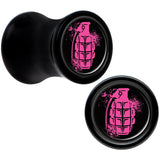 Black Acrylic Pink Grenade Saddle Plug Set 2G