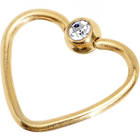 18G 3/8 Clear Gold Anodized Titanium Heart Closure Captive Ring