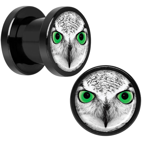 Black White Owl Black Anodized Screw Fit Plug Set 0G