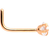 20G 1/4 Clear Star 3mm CZ Gem Rose Gold IP L-Shape Nose Ring