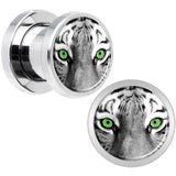 Black White Tiger Eyes Steel Screw Fit Plug Set 0G
