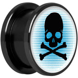 Blue Black Skull Black Anodized Screw Fit Plug Set 5/8