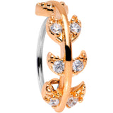 20G Clear CZ Gem Rose Gold Tone Leafy Seamless Circular Ring