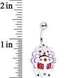 Aqua and Red Gem Performing Artisan Mask Belly Ring